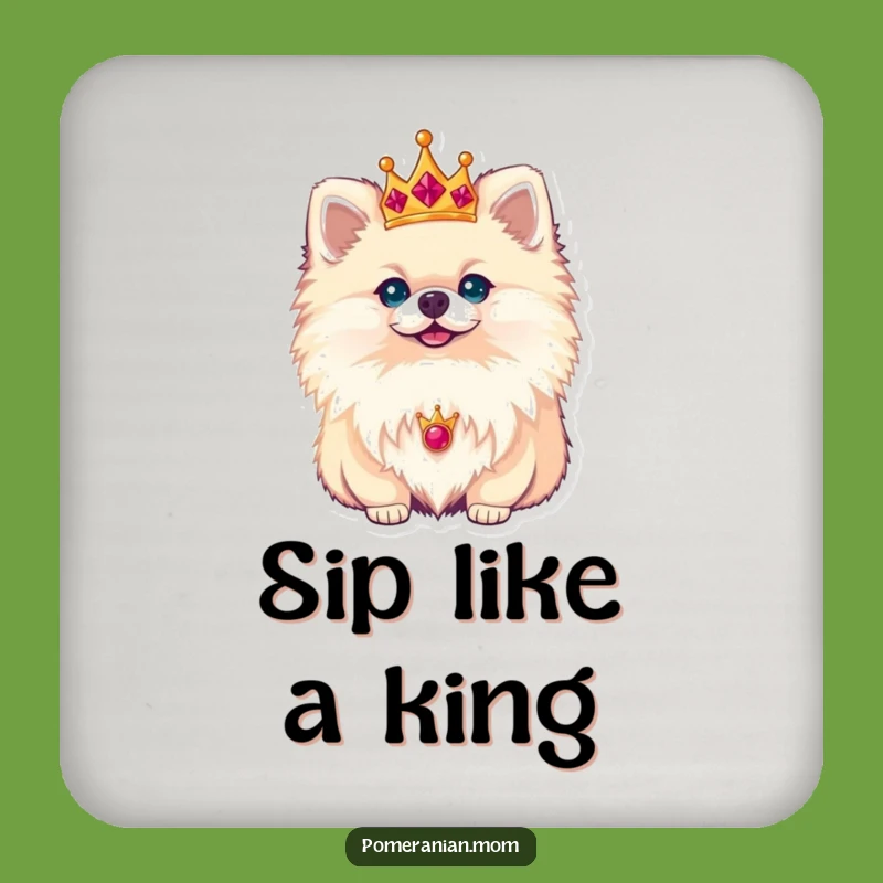 Funny Royal Pomeranian Crown Coasters: Protect Surfaces with Regal Charm