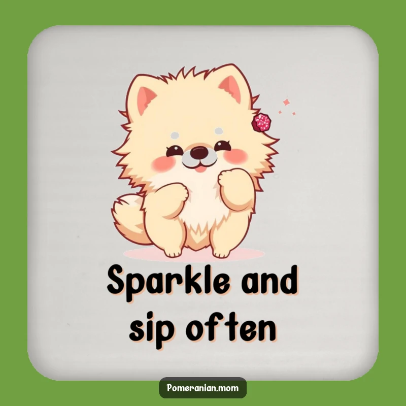 Funny Sparkly Toss Kawaii Pomeranian Coasters: Protect Surfaces with Playful Style