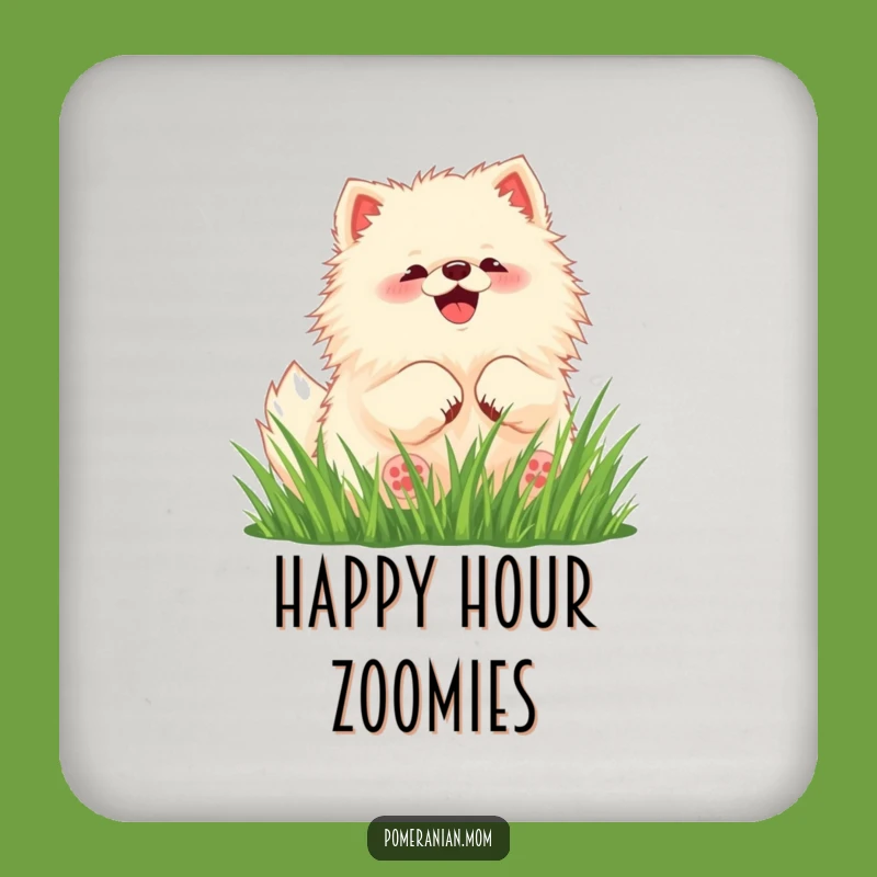 Funny Pomeranian Coasters: Kawaii Dog Grass Rolling Protection