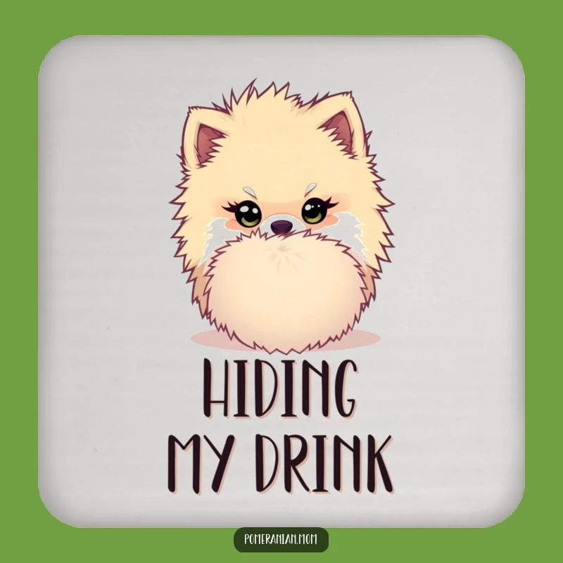 Funny Kawaii Pomeranian Coaster - Mischievous Pompom Drink Protector
