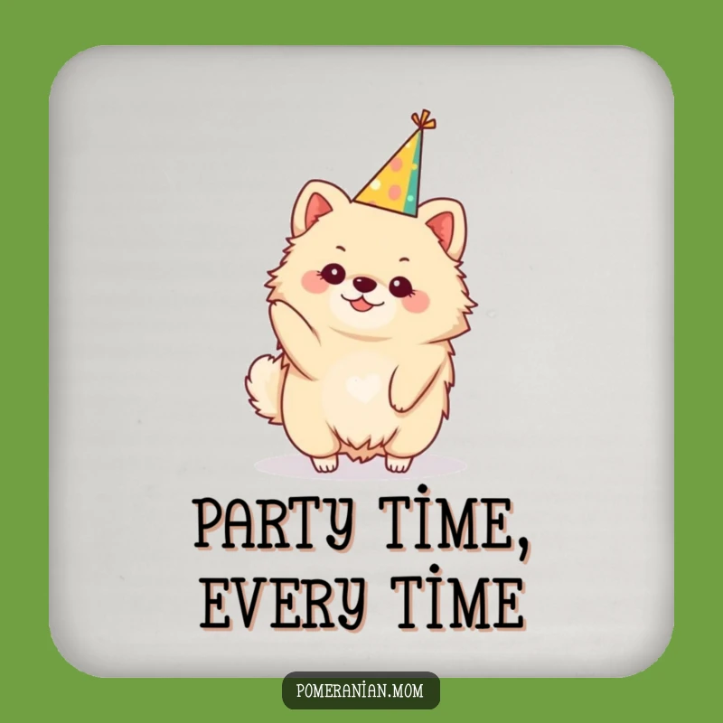 Funny Party Hat Kawaii Pomeranian Coasters: Protect Surfaces with Festive Flair