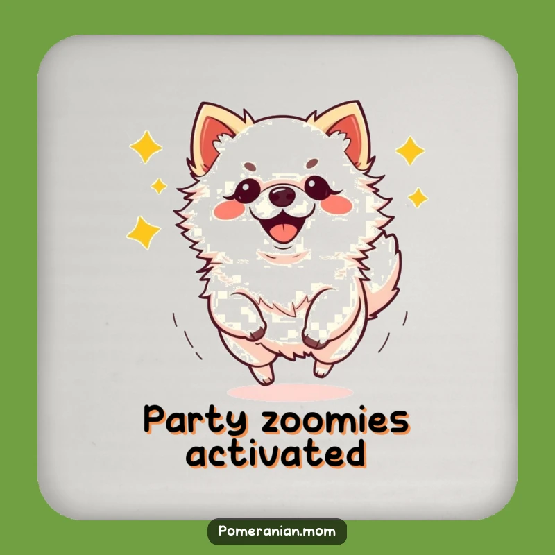 Funny Pomeranian Zoomies Coaster: Protect Surfaces with Pup Power