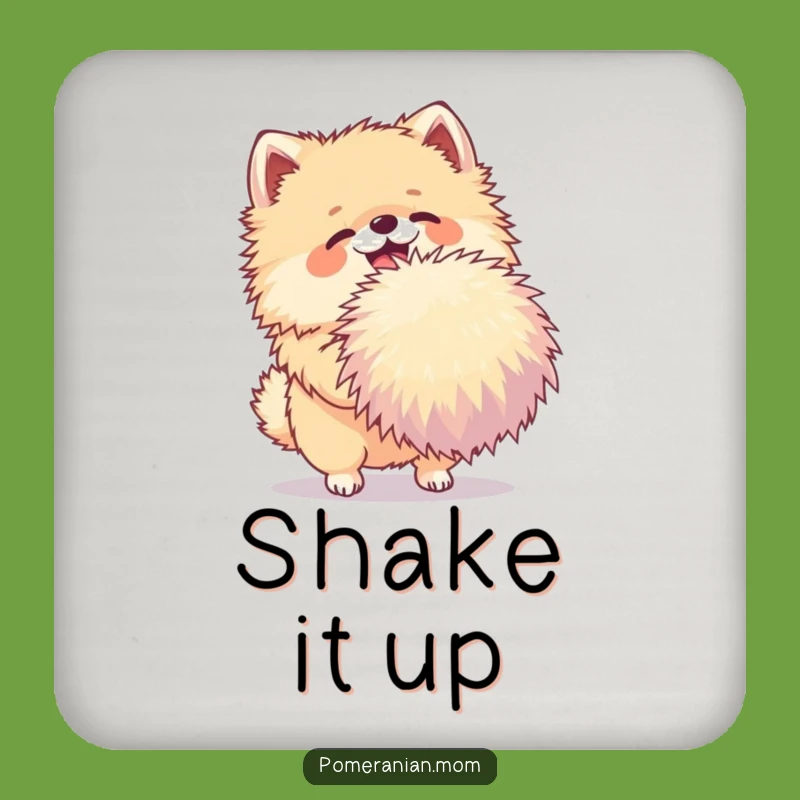 Funny Pomeranian Coasters: Joyful Pom-Pom Shaker, Protect Surfaces