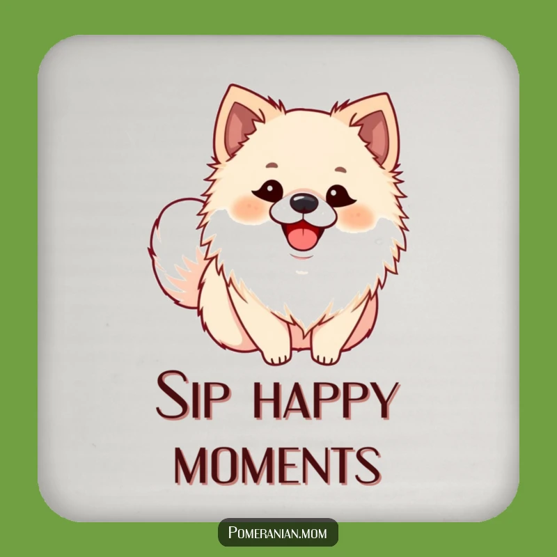 Funny Pomeranian Coaster Set: Ecstatic Smile, Hilarious & Cute Surface Protection