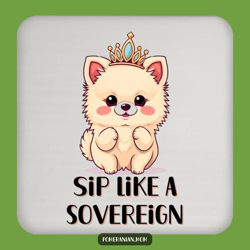 Funny Kawaii Pomeranian Diva Coaster: Protect Surfaces with Hilarious Royal Art