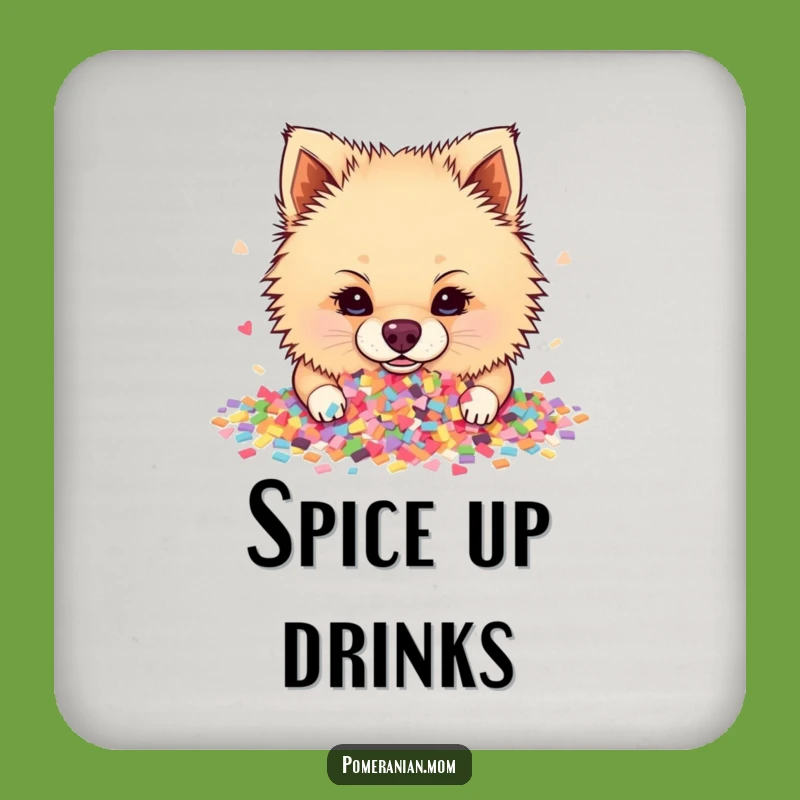 Funny Pomeranian Confetti Coasters: Protect Surfaces with Hilarious Dog Party Style