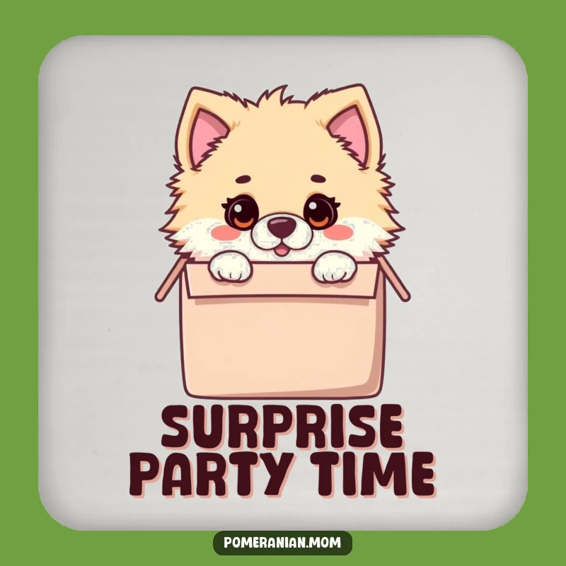 Funny Kawaii Pomeranian Toy Box Coaster: Protect Surfaces with Hilarious Surprise Art