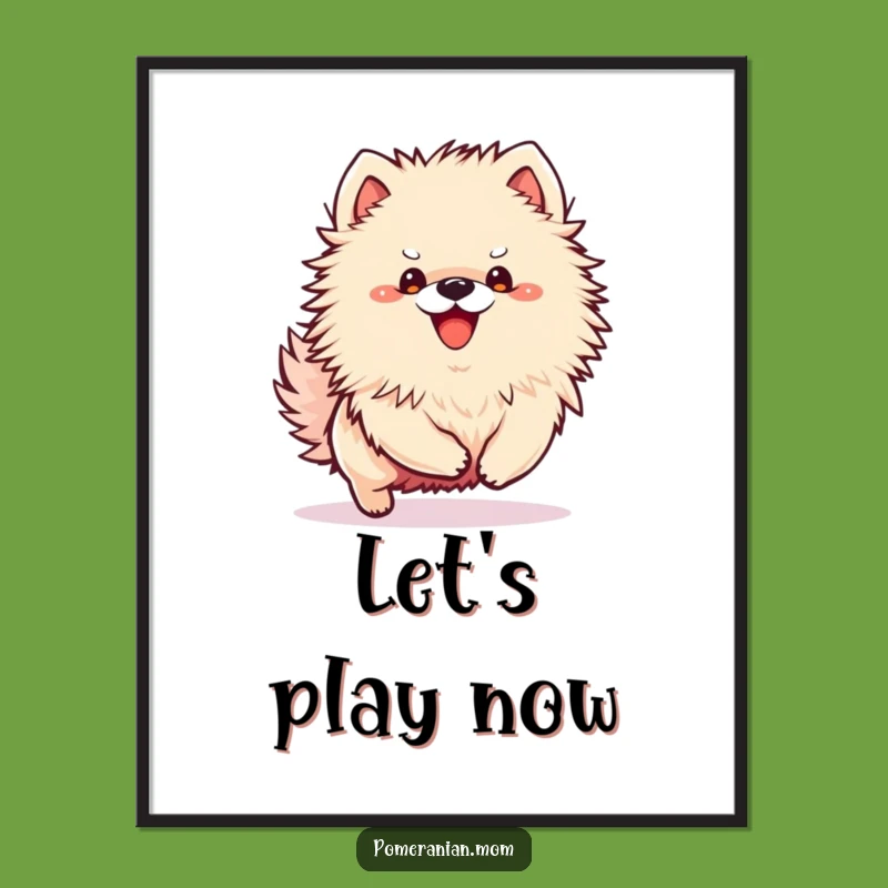 Funny Kawaii Pomeranian Bounce Poster - Energetic Wall Art Gift
