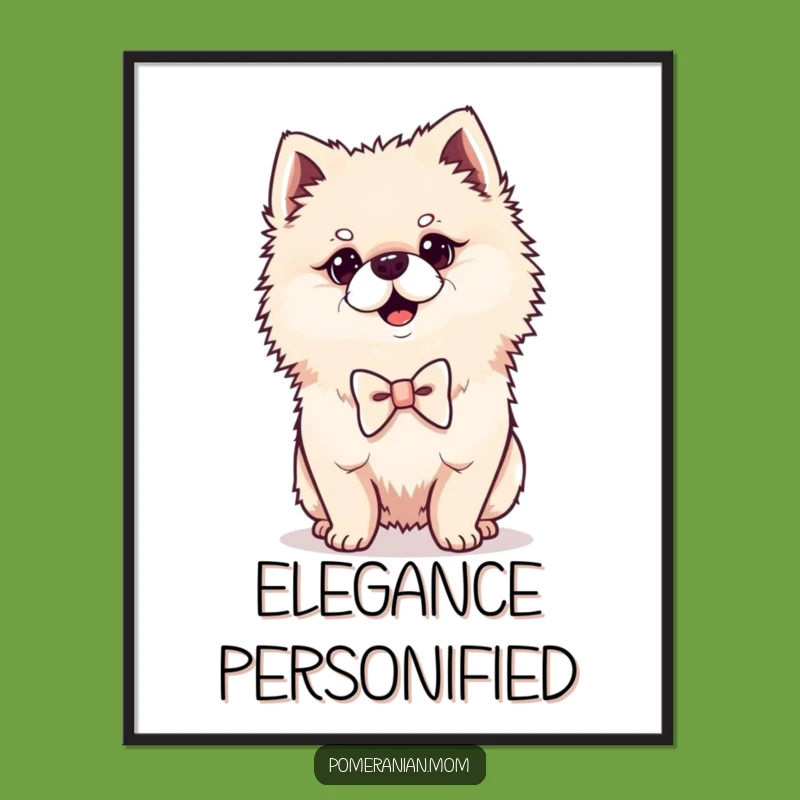 Funny Kawaii Pomeranian Poster: Dapper Dog Art Print, Perfect Humorous Wall Decor Gift