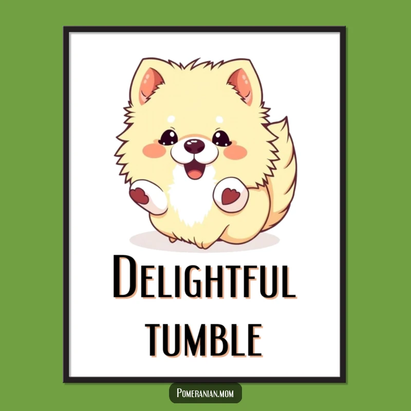 Funny Kawaii Pomeranian Roll Poster: Adorable Wall Art for Dog Enthusiasts
