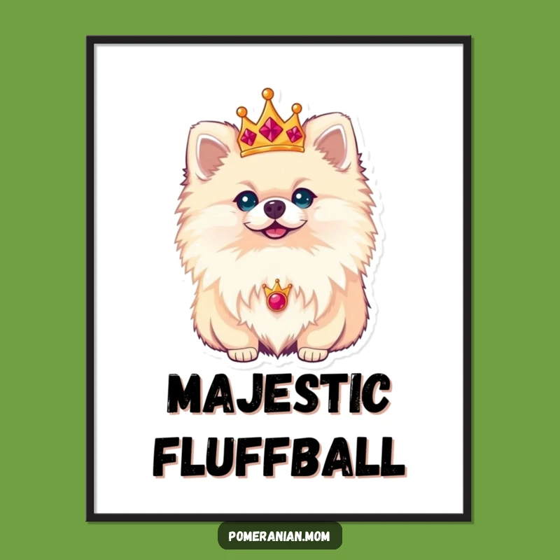 Funny Royal Pomeranian Crown Poster: Regal Canine Art for Your Walls