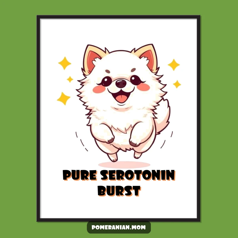 Funny Pomeranian Zoomies Poster: Energetic Kawaii Dog Art Print