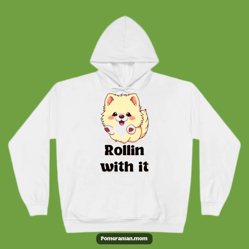Funny Kawaii Pomeranian Roll Hoodie: Cozy & Hilarious Sweatshirt for Pom Lovers