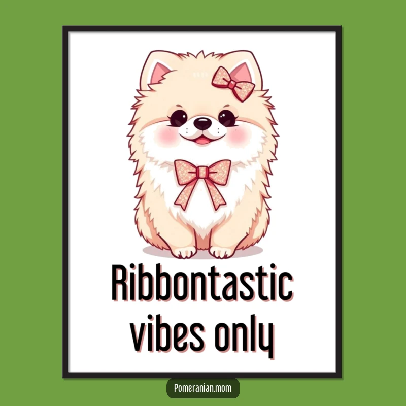 Free Printable Funny Pomeranian Wall Art - Sparkly Ribbon Downloadable Decor