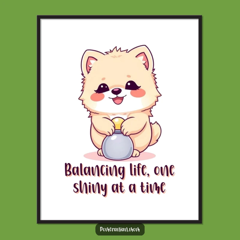 Free Printable Wall Art: Funny Balancing Pomeranian Dog Art Downloadable
