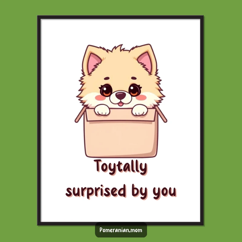 Free Printable Wall Art: Surprised Pomeranian Toy Box, Funny Dog Downloadable Art