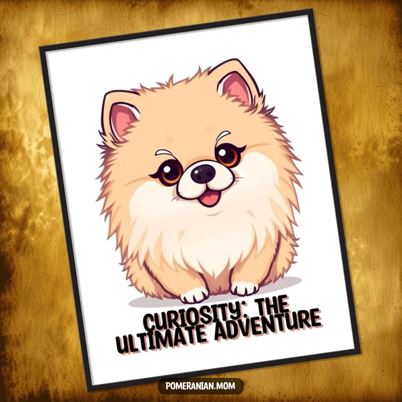 Funny Free Printable Wall Art: Kawaii Pomeranian with a charmingly curious head tilt, adding personality to your space.