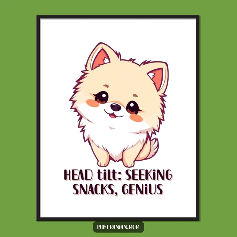 Funny Free Printable Wall Art: Curious Kawaii Pomeranian Tilt, Adorable Downloadable Decor