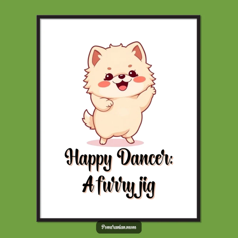 Free Printable Kawaii Pomeranian Wall Art: Dancing Dog Funny Puppy Downloadable Decor