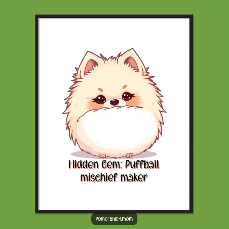 Free Printable Kawaii Pomeranian Wall Art: Hide & Seek Dog Downloadable Decor