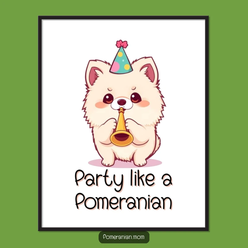 Free Printable Kawaii Pomeranian Wall Art: Funny Party Dog Decor, Downloadable DIY Festivity!