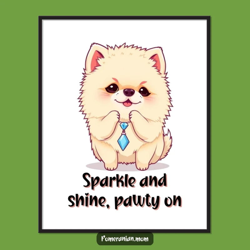 Funny Free Printable Wall Art: Playful Pomeranian Sparkle, Whimsical Downloadable Decor