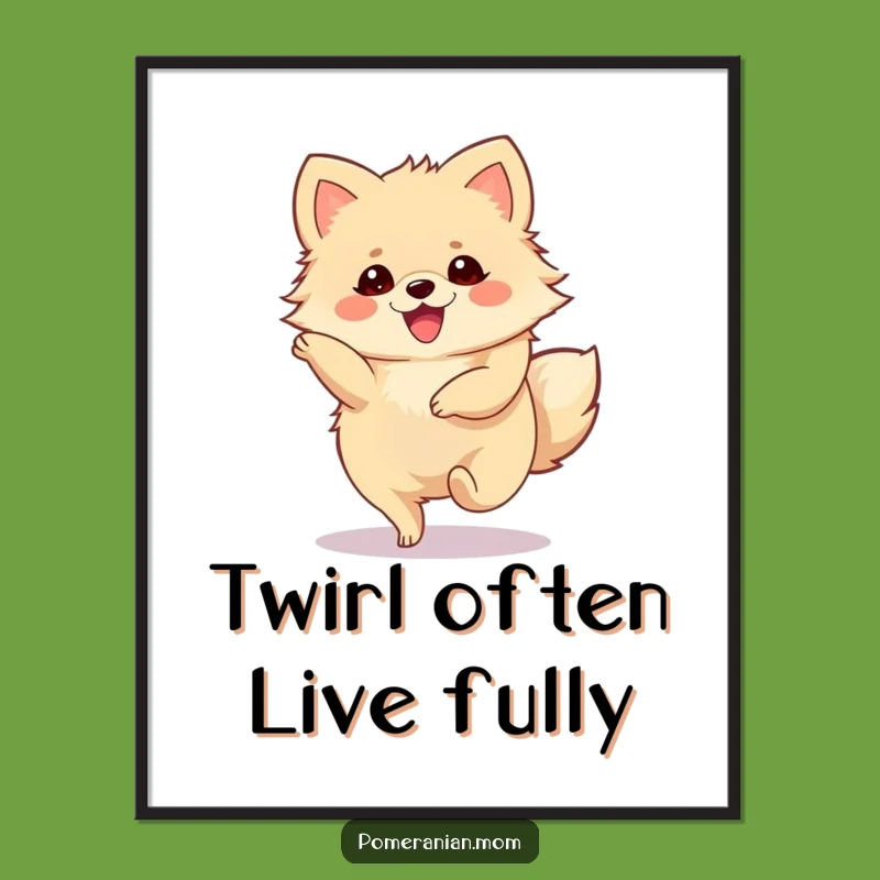 Free Printable Pomeranian Wall Art: Funny Decor, Joyful Twirl Art Download