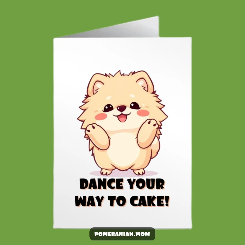 Free Printable Birthday Card: Happy Pomeranian Dance Funny Downloadable Gift