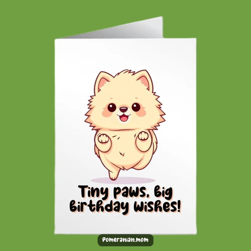 Free Printable Birthday Card: Sweet Kawaii Pomeranian Prance, Funny Downloadable Charm