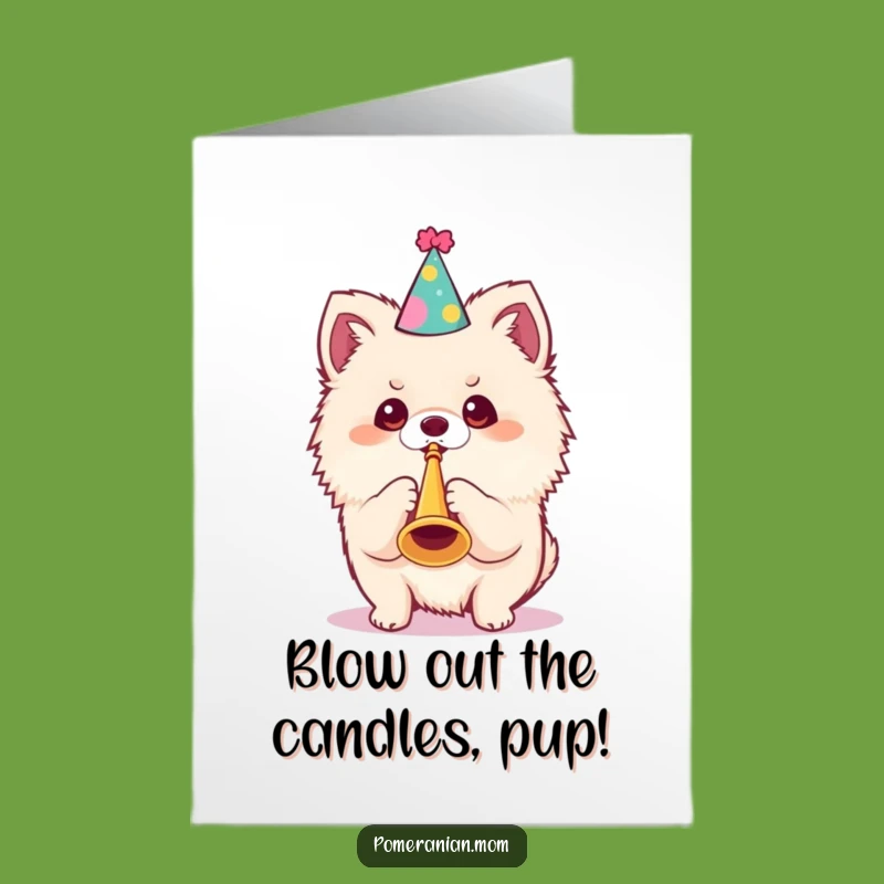Free Printable Kawaii Pomeranian Birthday Card: Funny Party Dog Gift, Downloadable DIY Celebration!