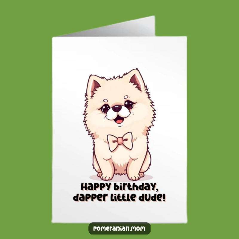 Free Printable Birthday Card: Proud Bowtie Pomeranian, Dapper Downloadable Gift for a Special Day