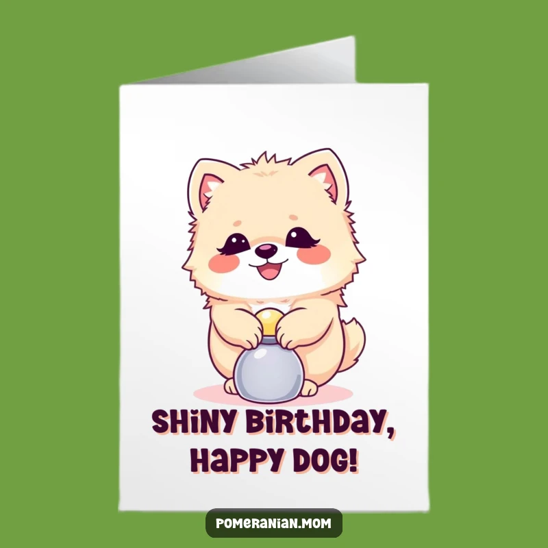 Free Printable Treasure Pomeranian Birthday Card: Funny Dog Balancing Act Downloadable