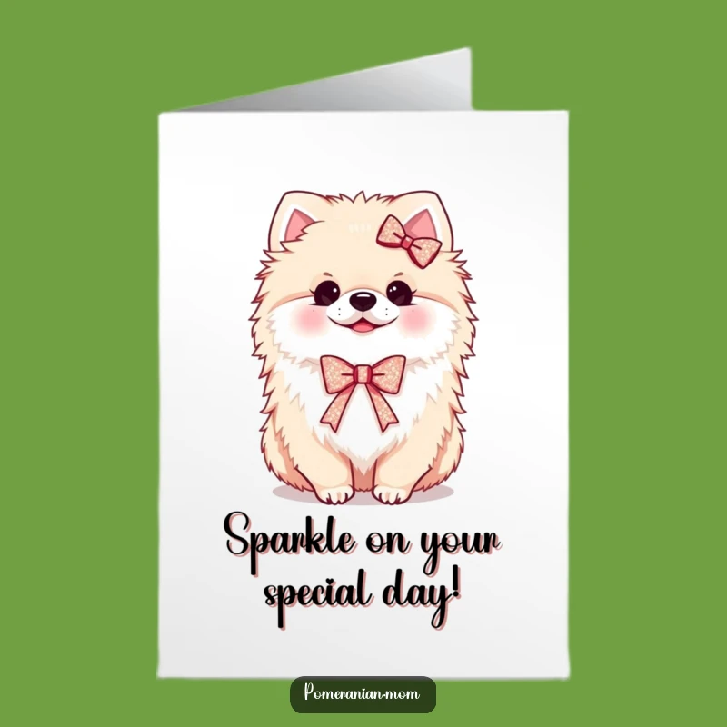 Free Printable Pomeranian Birthday Card - Sparkly Ribbon Downloadable Fun