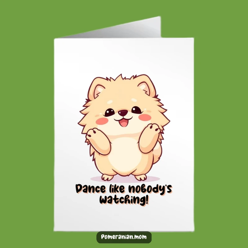 Free Printable Congrats Card: Dancing Pomeranian Celebration Downloadable Gift