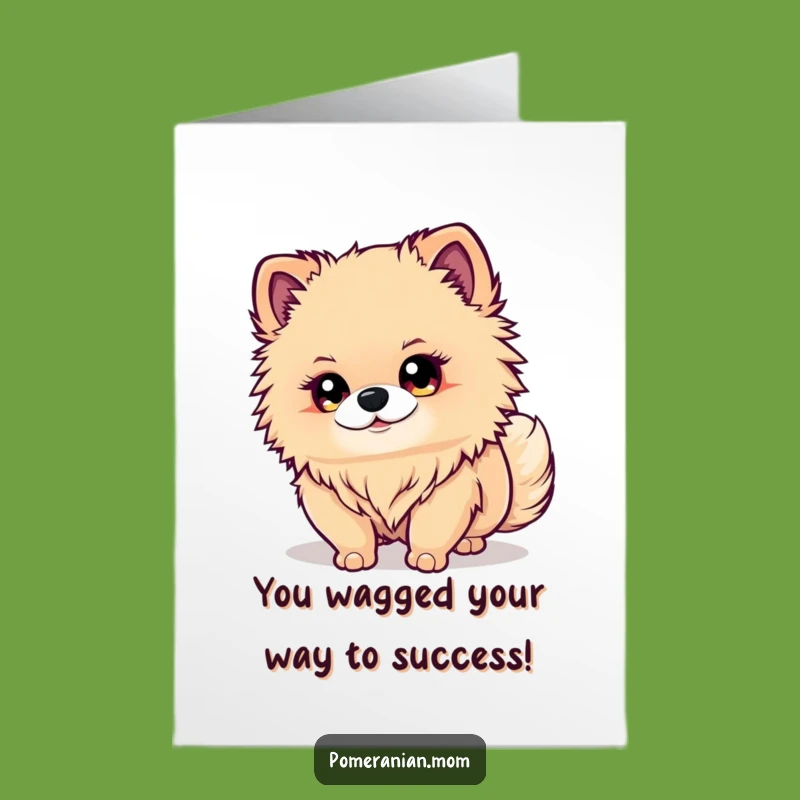 Free Printable Kawaii Pomeranian Congratulations Card: Funny Doggy Focus, Downloadable DIY Cheers!