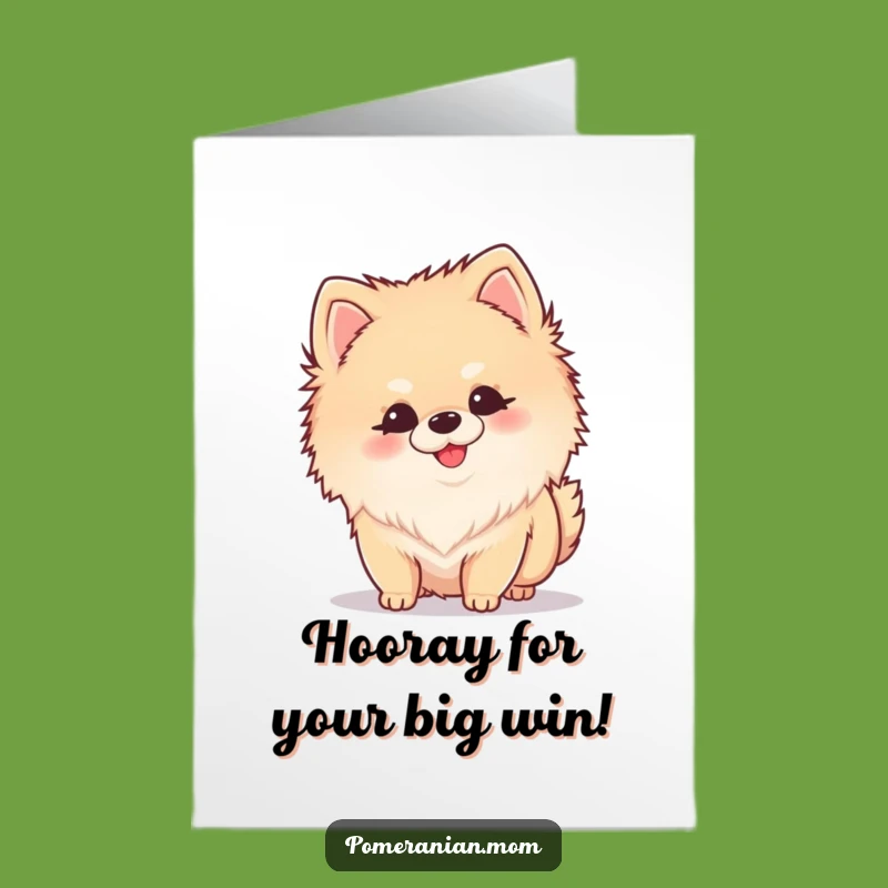 Free Printable Kawaii Pomeranian Congrats Card: Wiggle Dog Funny Downloadable Gift