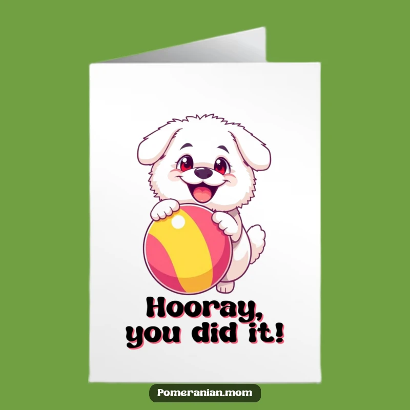 Free Printable Congrats Card: Happy Dog's Ball Bounce, Downloadable