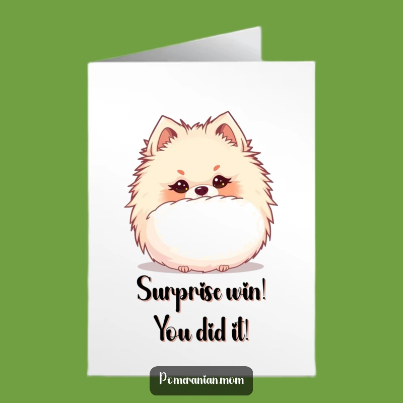 Free Printable Kawaii Pomeranian Congrats Card: Mischievous Dog Downloadable Gift