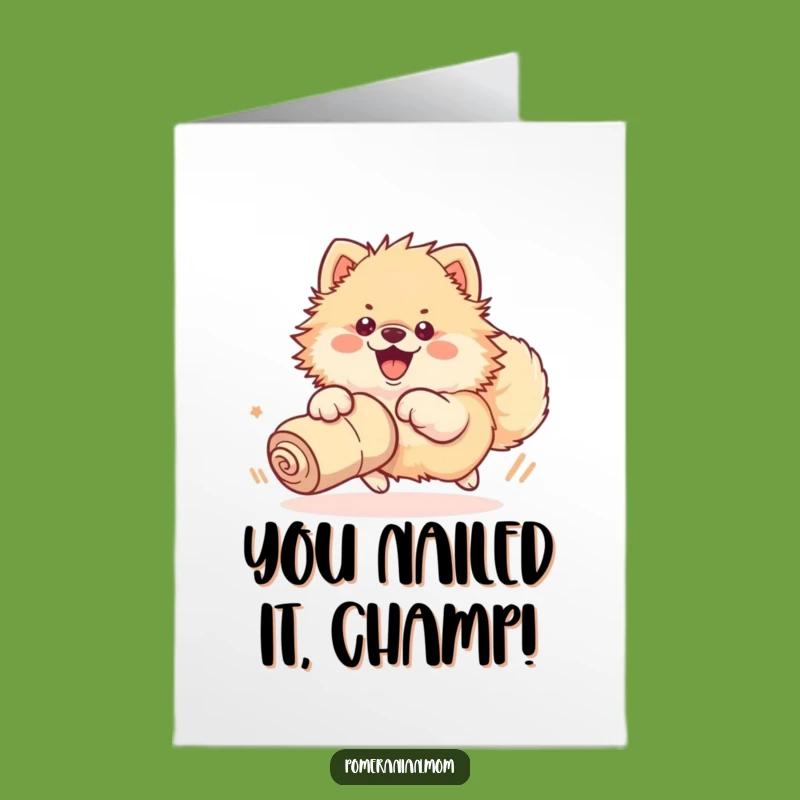 Free Printable Congrats Card: Sock-Chasing Pomeranian, Funny Dog Downloadable Gift