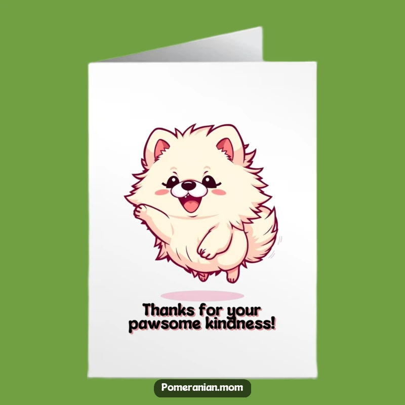 Free Printable Kawaii Pomeranian Thank You Card: Fluffy Dog Funny Downloadable Gift
