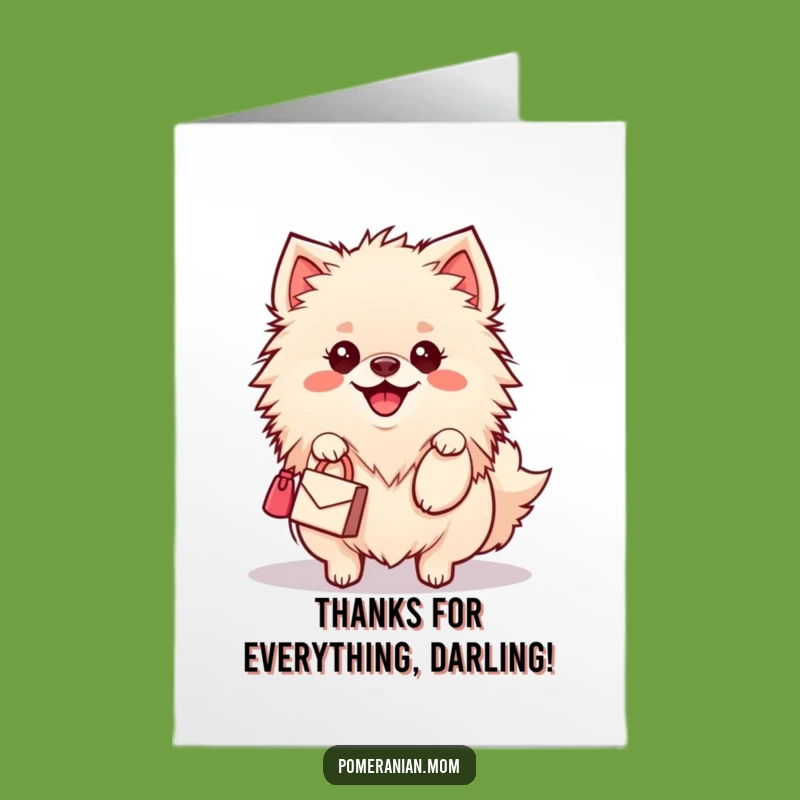 Free Printable Kawaii Pomeranian Thank You Card: Funny Fashion Dog Gift, Downloadable DIY Gratitude!