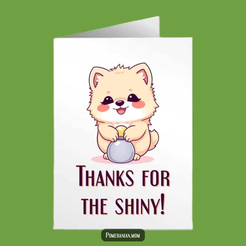 Free Printable Shiny Pomeranian Thank You Card: Funny Dog Balancing Downloadable