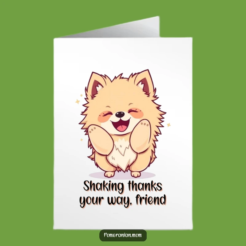 Free Printable Thank You Card: Glee Shaking Pomeranian, Fun Downloadable Gift of Thanks