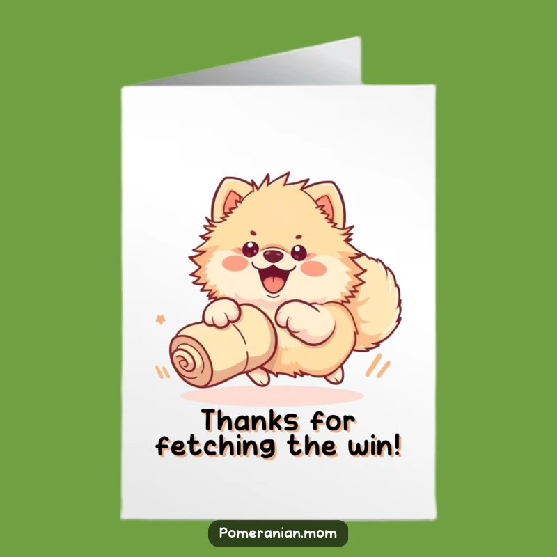 Free Printable Thank You Card: Sock-Chasing Pomeranian, Funny Dog Downloadable Gift