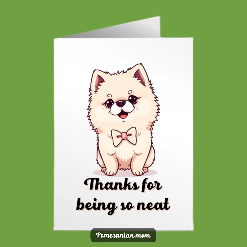 Free Printable Thank You Card: Bowtie Pomeranian, Elegant Downloadable Gift of Gratitude