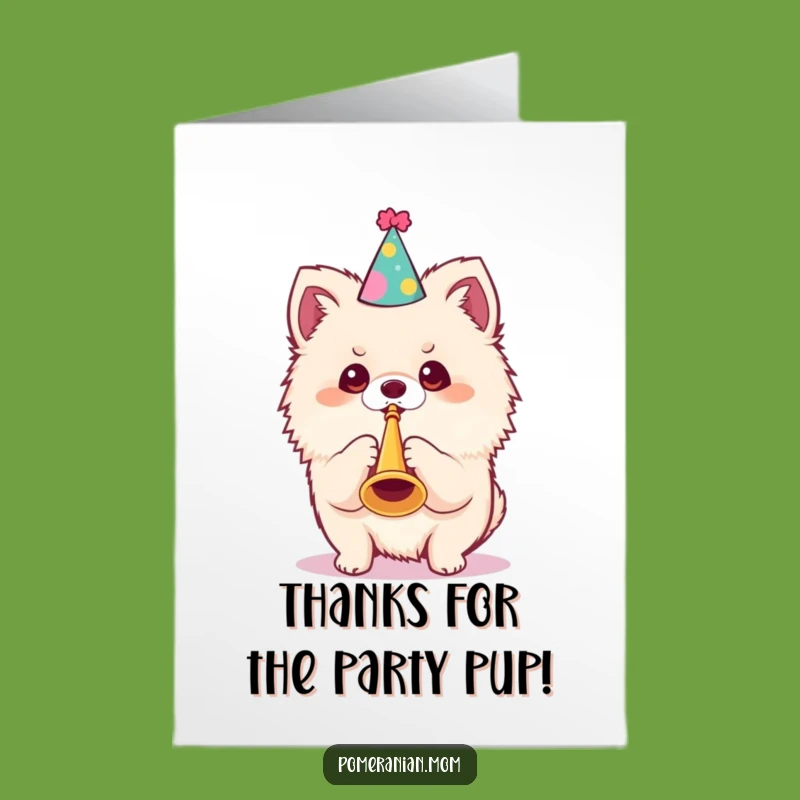 Free Printable Kawaii Pomeranian Thank You Card: Funny Party Dog Gift, Downloadable DIY Gratitude!