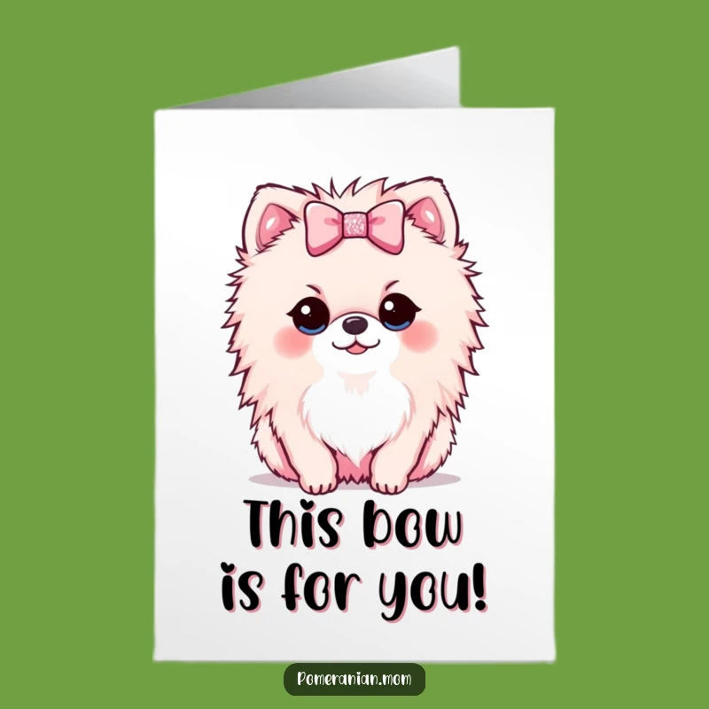 Free Printable Kawaii Pomeranian Thank You Card: Bow Gift Funny Downloadable