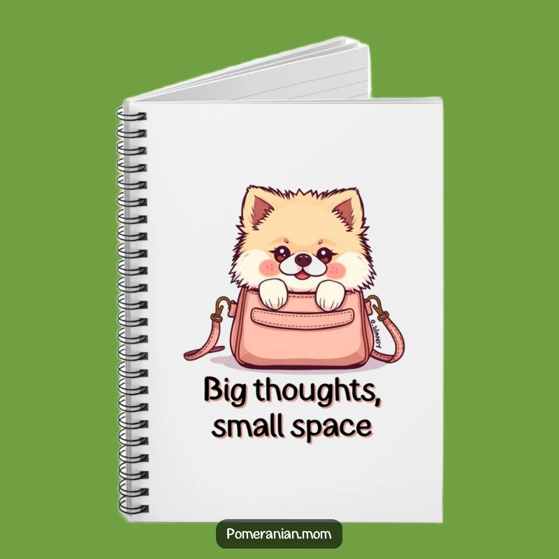 Funny Kawaii Pomeranian Purse Peek Notebook - Cute Journal Gift