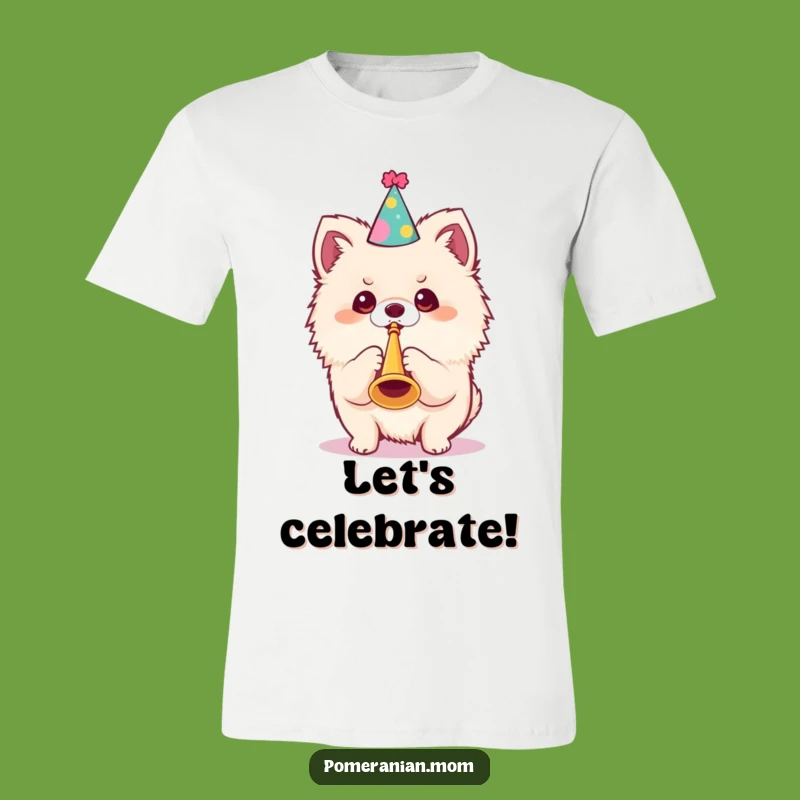 Funny Kawaii Pomeranian T-Shirt: Party Dog Trumpet for Festive Fun Gift