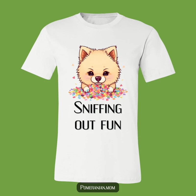 Funny Pomeranian Confetti Blast T-Shirt: Wearable Joy and Hilarious Doggy Celebration